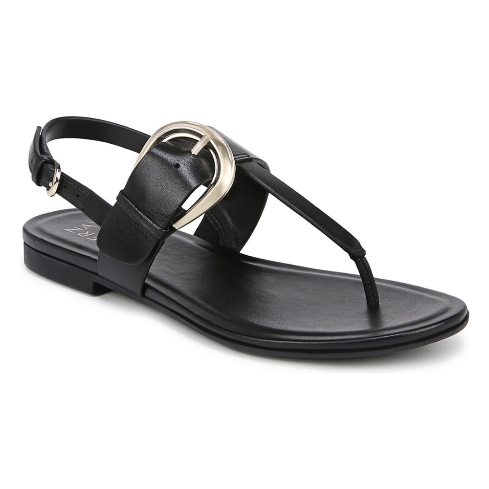 NIB Naturalizer Taylor Flat Sandals - Black Leather - Size 8